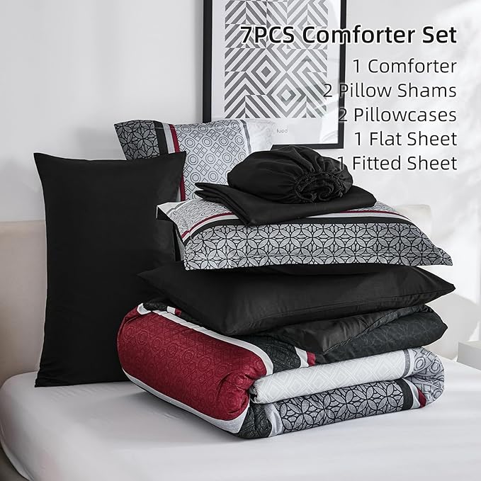 WONGS BEDDING 7 Pieces Comforter Set King Size - Image 7
