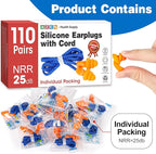 AZEN 110 Pairs Silicone Ear Plugs, Reusable Earplugs - Image 2