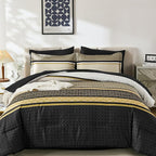 WONGS BEDDING Yellow Black King Comforter Set 7 Pieces, Boho Striped Bed in a - Image 8