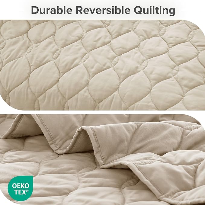 Comfort Spaces Queen Quilt Set Modern Reversible Ogee Coverlet Queen Bedding - Image 4