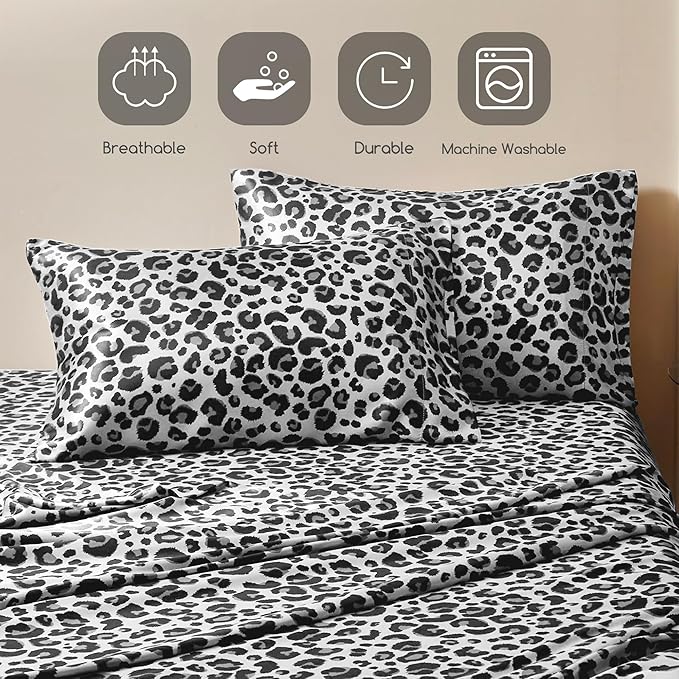 MR&HM Satin Sheets with Elastic Corner Straps, Full Size Sheets Set - Image 6