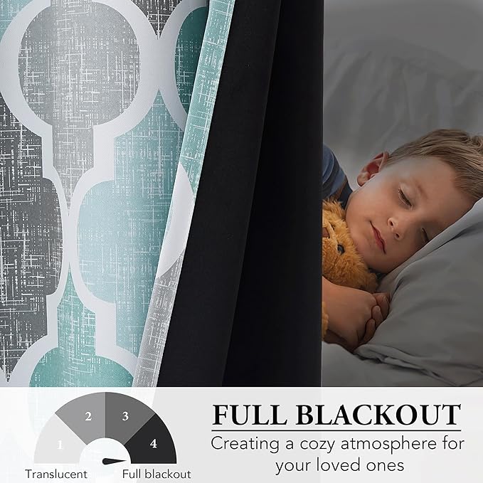Beauoop 100% Blackout Curtains 45 Inches Long 2 Panels - Image 5