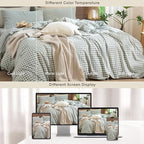 MooMee Gingham Duvet Cover Set 100% Washed Cotton Linen Like Textured - Image 6