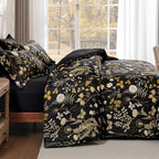 Yiran King Size Comforter Set, 7 Pieces Black Floral Soft Bedding Sets - Image 6