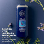 NIVEA MEN Relax Body Wash, Lavender and Sandalwood Scent, 3-in-1 Men's Body Wash - Image 3