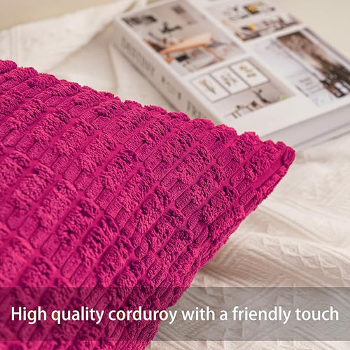 Aegero Pack of 2 Corduroy Decorative Throw Pillow Covers 12x20 Inch Soft - Image 2