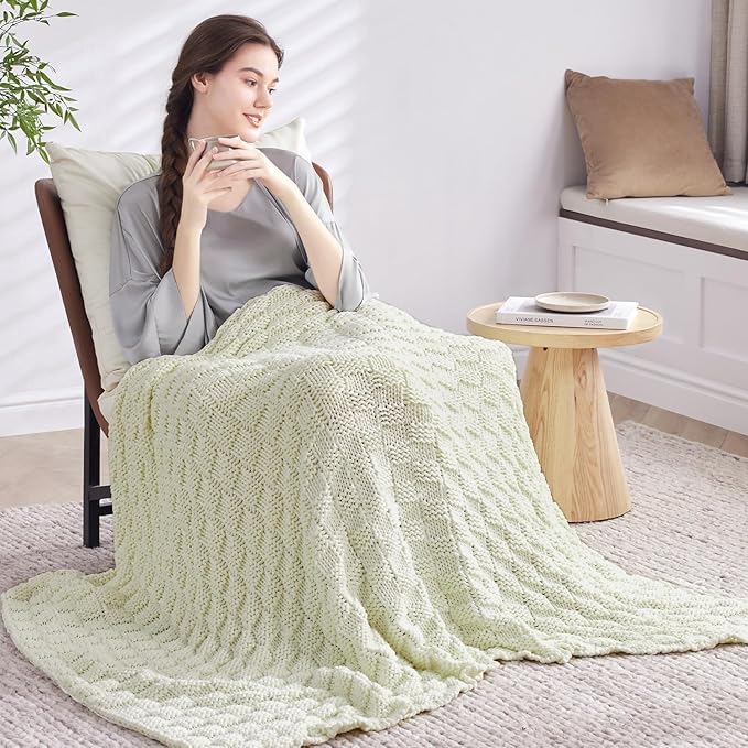 Knitted Weighted Blanket for Adult, No Beads Heavy Blanket 50” x 60'' 10lbs - Image 7