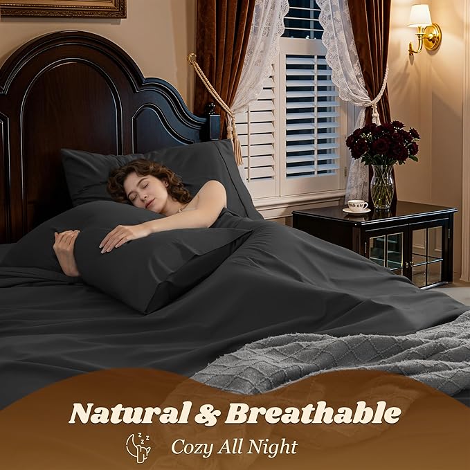 LBRO2M 100% Cotton Sheets Set Deep Pocket 19", 1000 Thread Count Queen Size 4 - Image 5