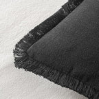 MIULEE Decorative Throw Pillow Covers Neutral Linen Fringe Throw Pillows Euro - Image 3