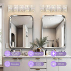 Modern LED Bathroom Light Fixtures Dimmable 5-Light Chrome Vanity Light - Image 2