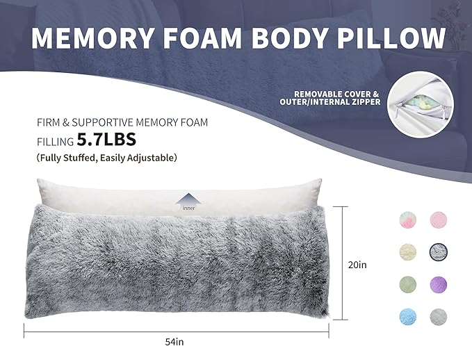 Fluffy Silk Full Body Pillow for Adults 20x54 Satin Body Pillow Cover Pillowcase - Image 6