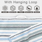 Blue Striped Towels Set of 3, 100% Cotton, Quick Dry, Soft & Absorbent Luxury - Image 3