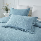 Brandream Luxury 100% Cotton Quilt Set King Size Blue Floral Vine Matelasse - Image 8