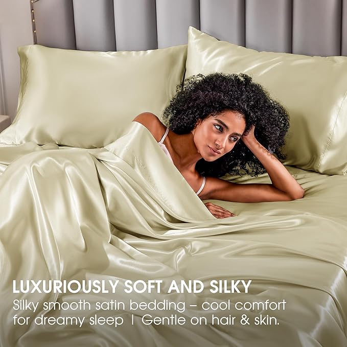 FreshCulture Satin Sheets Twin XL Bed Set - Image 6
