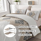 Dintszyayue Brown Boho Quilt Set King, 3 Pieces Aztec Texture Quilt - Image 3