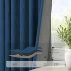 Navy Blue Linen Textured Curtains 90 Inches Long 2 Panels Set Modern Neutral - Image 5