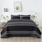 Andency Black Oversized Super King Quilt Set, 3 Pieces Boho Lightweight Soft by Andency