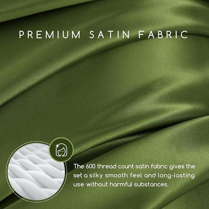 MR&HM Satin Bed Sheets, Twin Size Sheets Set - Image 3