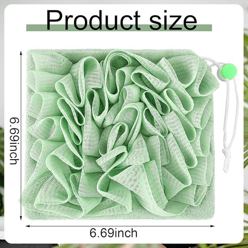 6 Pack Washcloth Loofah Combo 2 in 1 Drawstring Loofah Sponge - Image 2