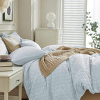 JELLYMONI Baby Blue Duvet Cover Full Size, Soft Breathable Seersucker Duvet - Image 7