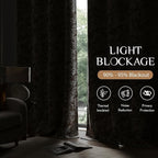Beauoop Brown Floral Jacquard Blackout Curtains 63 Inches Long 2 Panels - Image 3