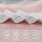 Andency Pink Quilt Cal King, 3 Pieces Patchwork Striped Bedspread Coverlet Set - Image 5
