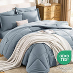 CozyLux Oversized King Comforter Sets Grayish Blue, 7 Pieces Bed in a Bag - Image 3
