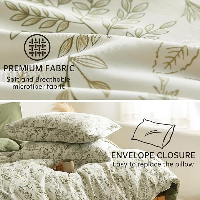 BOLINLIVING Floral Duvet Cover Twin Size, Breathable Soft Microfiber Bedding Set - Image 6