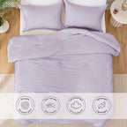 Love's cabin Lavender Queen Comforter Set, 3-Piece Prewashed Bed Set - Image 3