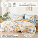 LEMIROE Tropical Coastal Blue Cotton Comforter Twin Size 2Pcs - Image 2