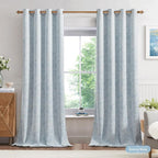Beauoop Blue Floral Jacquard Blackout Curtains 72 Inches Long 2 Panels - Image 2