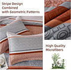 WONGS BEDDING 7 Pieces Comforter Set King Size, Burnt Orange Bed in a Bag - Image 5