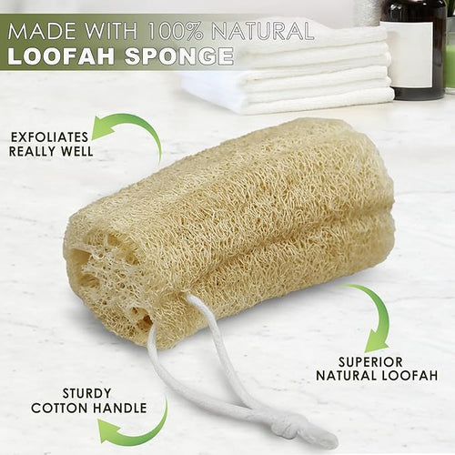 6 Pack Natural Loofah Exfoliating Body Scrubber, 5 Inches Organic Luffa Bath - Image 2