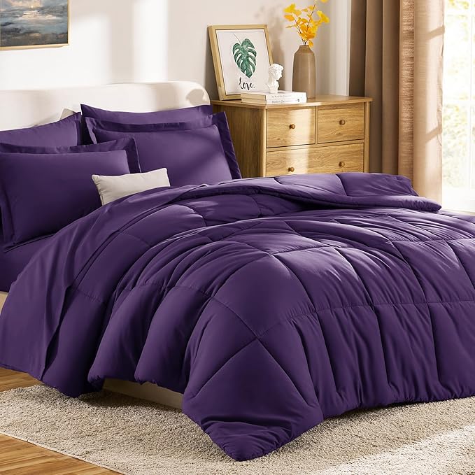 CozyLux King Size Comforter Set Purple - Image 9