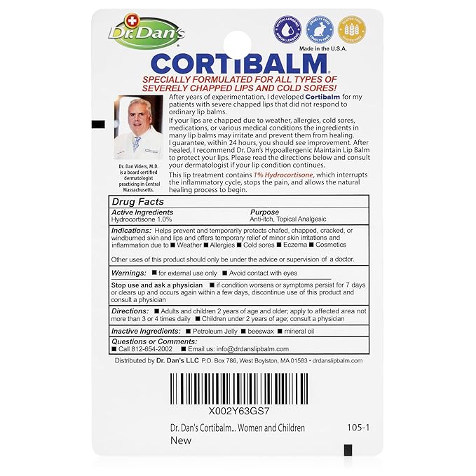 Dr. Dan's Cortibalm-5 pack- for Dry Cracked Lips Healing Lip Balm for Severely - Image 2