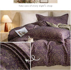 mixinni Purple Green Floral Duvet Cover King Size, Elegant Double-Layer Yarn - Image 8