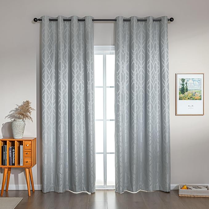 Amazon Basics Jacquard 2-Piece 100% Blackout Curtains, Living Room and Bedroom by AmazonBasics