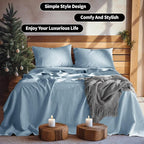 LBRO2M 100% Pure Linen Sheet Set Deep Pocket Up to 16" Bed Sheets Sets - Image 8