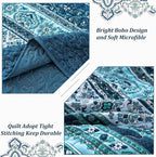 WONGS BEDDING Boho Quilt Set Twin Size, Lightweight Microfiber Bed Decor - Image 6