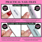 FANDAMEI Nail Care Kit, Nail Files 100/180, Nail Buffer Block, Cuticle Nippers - Image 2