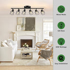 Baocuz 6-Lights Black Semi Flush Mount Ceiling Light, Rotatable Kitchen Track - Image 3