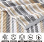 Beige Striped Hand Towels, Bathroom Hand Towels Set of 4, Soft Towel Set - Image 2