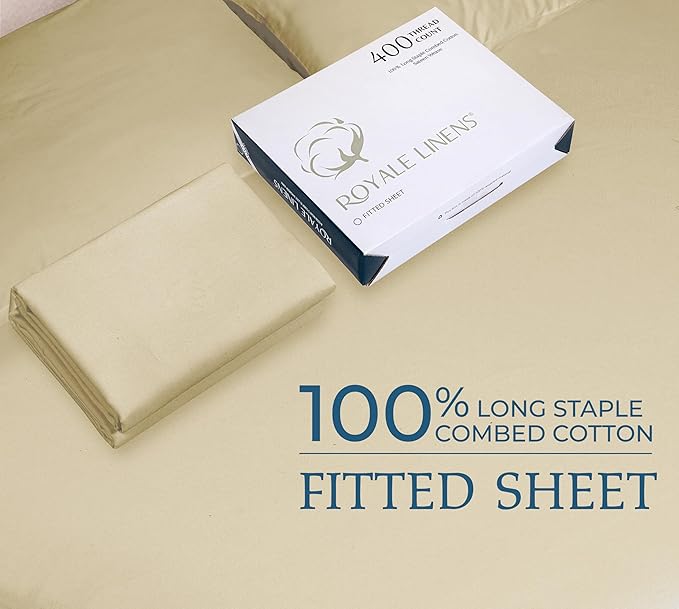 Royale Linens 400 Thread Count 100% American Grown Cotton Fitted Sheet Queen - Image 9