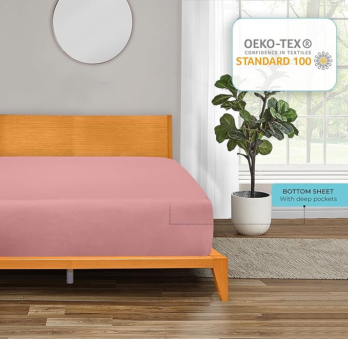 ROYALE LINENS 300 Thread Count 100% Long Staple Combed Cotton Fitted Sheet Queen - Image 6