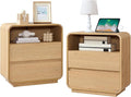 Modern Nightstand Set of 2, 23.2" Large Wood Bedside Table by StandifurnoFurniture