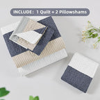 Andency Queen Quilt Bedding Set Yellow Blue, 3 Pieces Patchwork Summer Striped - Image 8