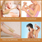 OWIIZI Back Scrubber Brush for Shower, Long Stiff Bristle Body Bath Brushes - Image 4