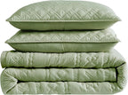 WDCOZY Boho Sage Green Quilt King Size Bedding Sets - Image 7