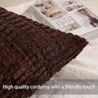 Aegero Pack of 2 Corduroy Decorative Throw Pillow Covers 24x24 InchSoft Striped - Image 2