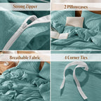 LBRO2M 100% France Linen Duvet Cover Set Cal King Size 3 Pcs Natural Flax - Image 5